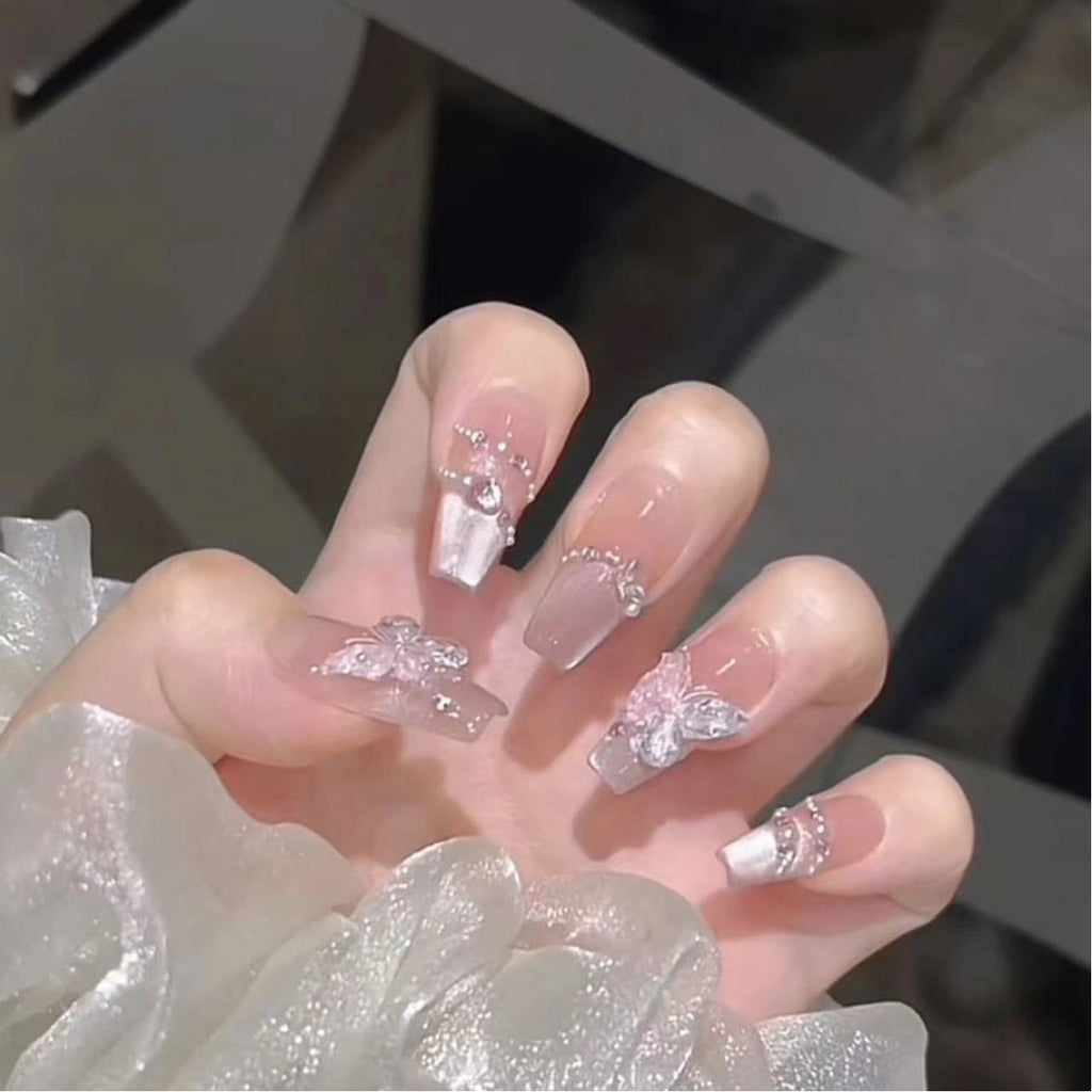 Butterfly Wings cat's eye butterfly press on nails